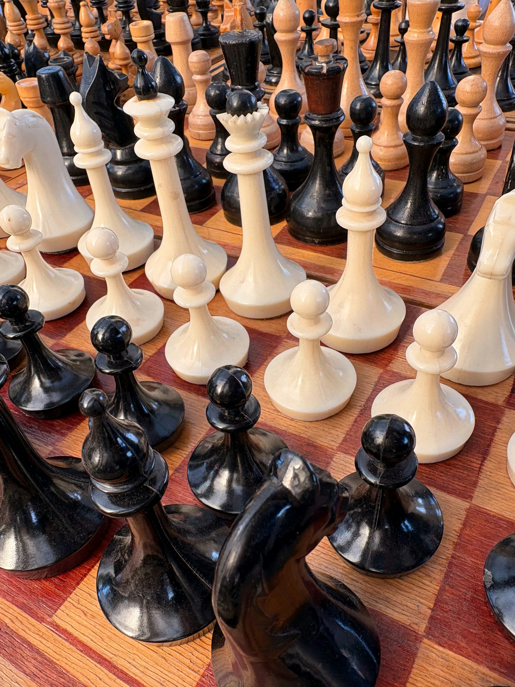 Chess pieces arranged on the board